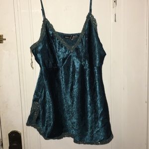 2XL teal cami with gold embellishments
